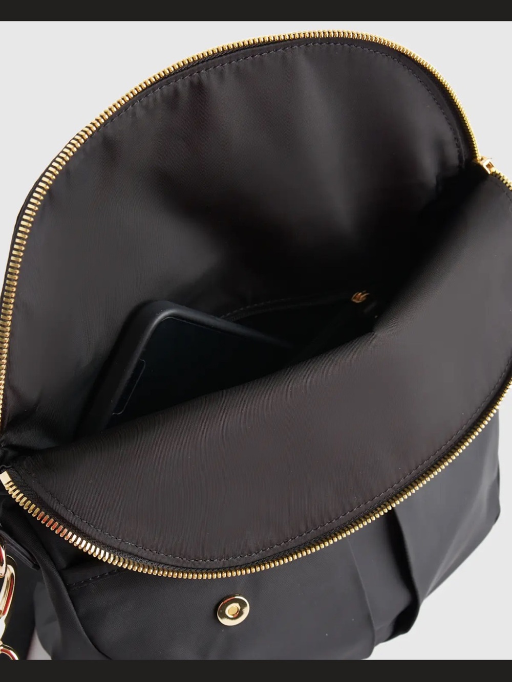 Quince Black Crossbody Bag with Gold Hardware